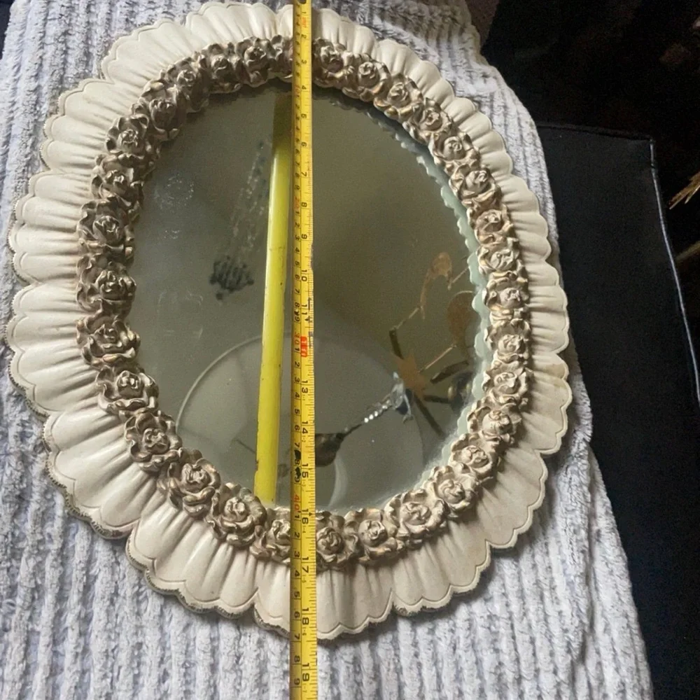 Vintage Syroco Mirror Rose detail